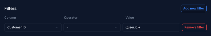 Setting up an embed user filter